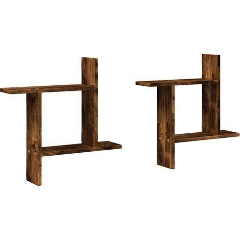 Étagères murales 2 pcs,Étagère flottante chêne fumé 50x12x50 cm Bois d'ingénierie CFW36976 (1/5)