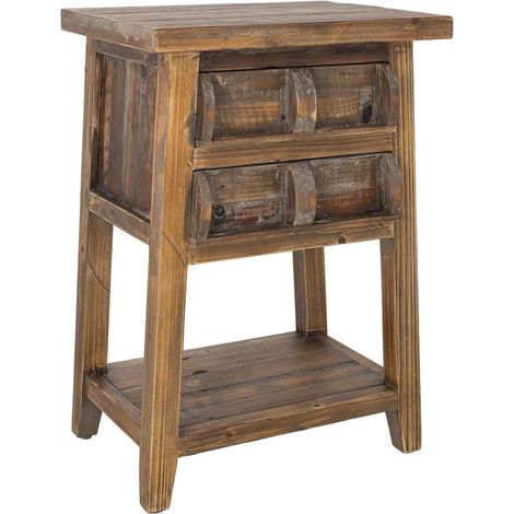 Mesita de noche de madera marrón 45x35x66h cm (1/5)