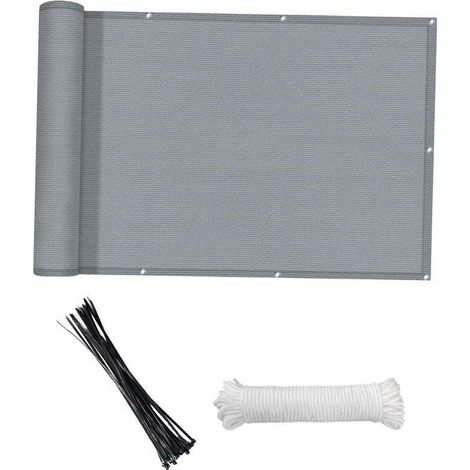 Brise-vue de balcon anti-vent (PEHD) pour terrasse, patio, jardin, piscine extérieure, porche, rambarde, 118 x 35 pouces, gris (1/5)