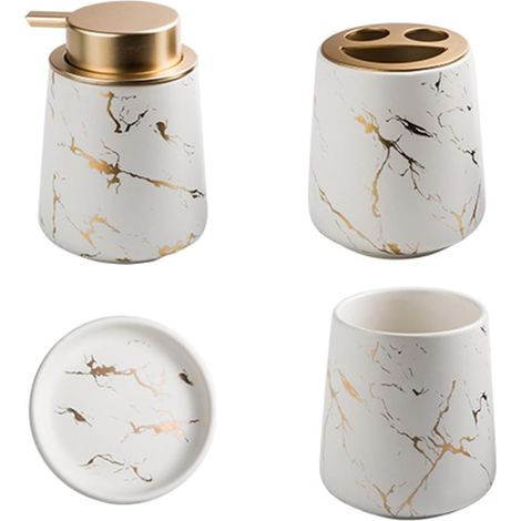 mit Becher und Keramiktablett mattes Marmor Design Inklusive