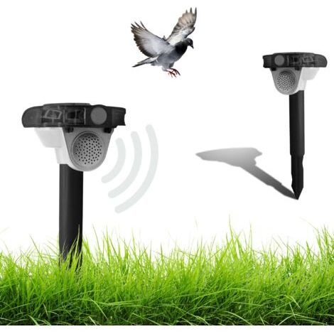 FISHTEC - Répulsif Solaire Sonore - Flash LED 270° - Étanche IPX4
