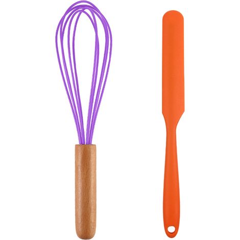 Ustensiles De Cuisine En Silicone - Outils Avec Manches En Bois Hêtre - Pour Casseroles Antiadhésives - Ensemble De 2 Pièces (1/5)