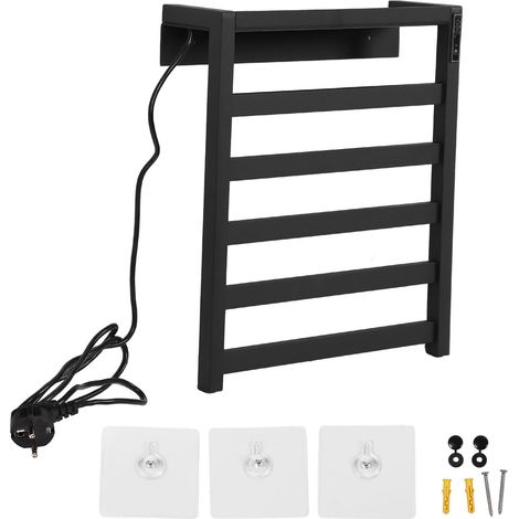 Sèche-serviettes électrique mural en fibre de carbone à chauffage rapide avec minuterie, noir, prise UE 220 V (1/5)