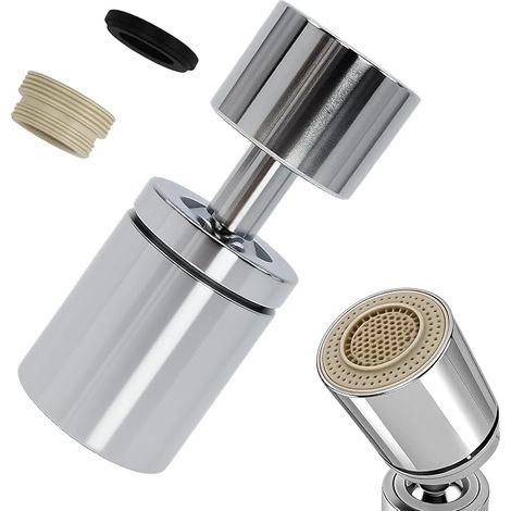 360° Pivotant Aérateurs de Robinet, Mousseur Robinet Chromé avec 2 Modes Jet, Compatible M22/M24, Embout Robinet Cuisine, Économiseur d’Eau pour Cuisine et Salle de Bain