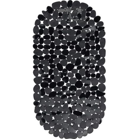 Badematte in Steinoptik, rutschfest mit Saugnäpfen, waschbar, Maße: 36 x 68 cm, schwarz