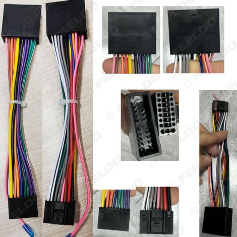 Compatible avec le câble d'alimentation de navigation grand écran PalmInfo Android 16 broches, le câble adaptateur de câble arrière de l'unité principale 16P, 20 cm.
