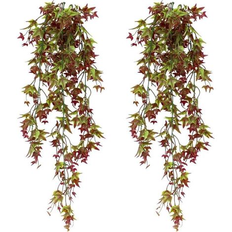 lierres artificiels à suspendre pour la maison le jardin bureau décoration intérieure Lot de 2 Rouge (1/4)