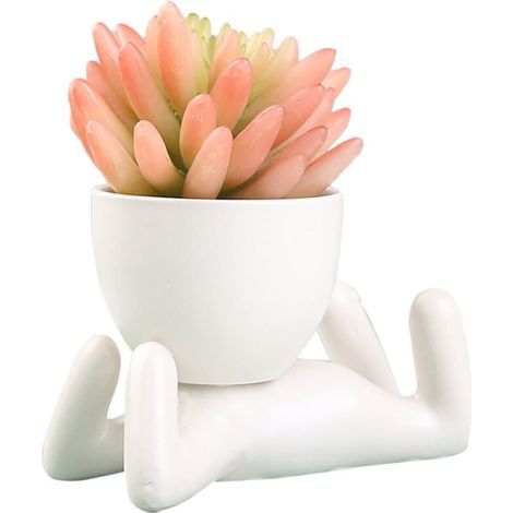 White Ceramic Succulent Plant Pots, Creative Human Shape - Small Flower Pot (1/4)