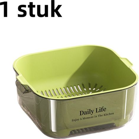 1 pièce - Égouttoir de cuisine double couche - Panier à légumes grande capacité - Vert (1/5)
