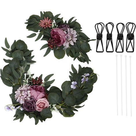 Zweiteiliges Hochzeitsblumenarrangement-Set, rosenförmig, natürlich, mit leuchtenden Farben, geruchlos, Willkommensblumenarrangement, Größe 18046 (1/5)