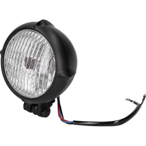 Phare de moto 4 pouces 12V, rond, lentille transparente, boîtier noir avec vis M10, universel pour motos rétro
