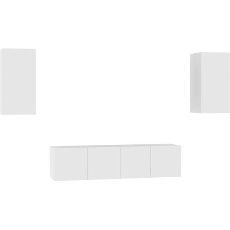 Maison Exclusive - Set Mobili Porta TV 4 pz Bianco in Legno Multistrato (1/5)