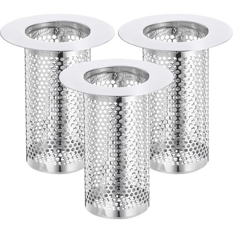 Lot de 2 crépines de douche, crépine de sol en acier inoxydable 3,1 po x 2,5 po, récupérateur de cheveux encastré profond pour cuisine, salle de bain, siphon de sol de balcon, compatible avec les siph (1/5)