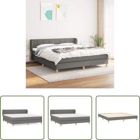 Matratze - Boxspringbett mit Matratze Dunkelgrau 180x200 cm Stoff (1/5)