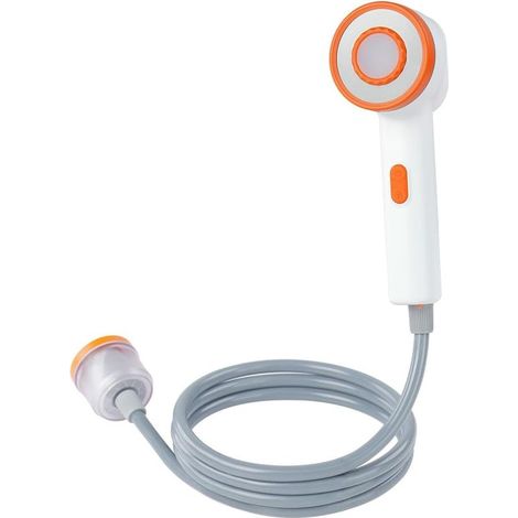Douche portable 3 en 1 avec éclairage LED et filtre à charbon actif remplaçable 2 modes de débit d'eau,étanche et légère Pommeau de douche rechargeable idéal pour le camping et les activités de plei (1/5)