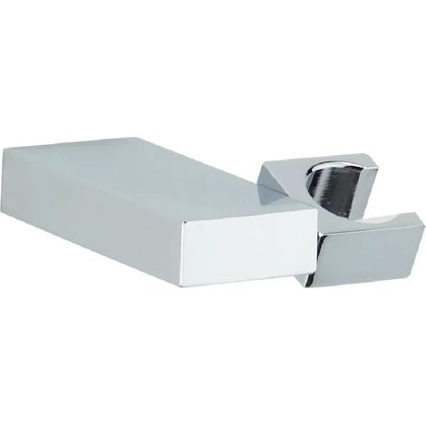 Supporto doccia rettangolare snodato a parete, fissaggio nascosto, ottone cromato