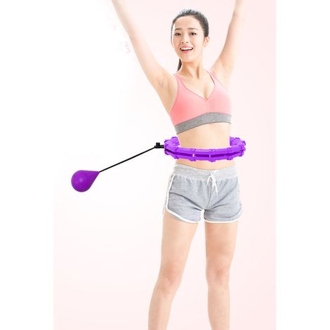 Hula Hoop Pondéré Intelligent 24 Nœuds Détachables pour Sculpter le Corps et Masser l'Abdomen Violet