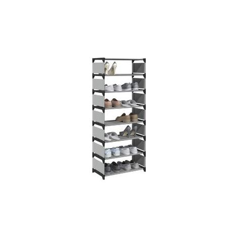 Étagère à chaussures 8 niveaux gris 54x28x124 tissu non-tissé (1/5)