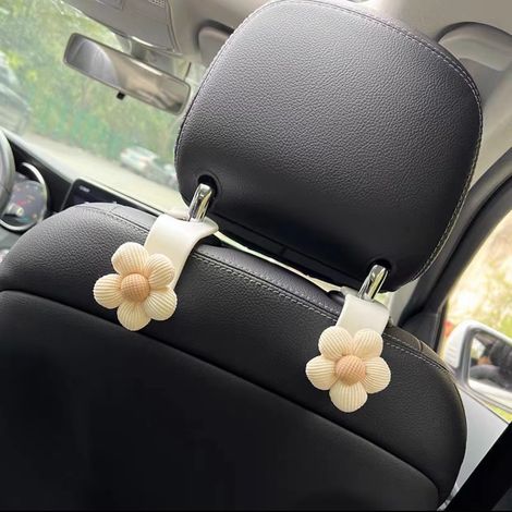 Crochets pour appuie-tête de voiture (lot de 2), jolis crochets de rangement fleuris pour portefeuilles et sacs, décoration portable pour portefeuille de voiture, universels pour SUV, berlines et cami (1/5)