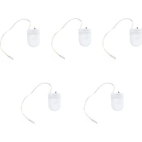 Paquete de 5 portapilas Cr2032 con interruptor de encendido/apagado en plástico transparente.
