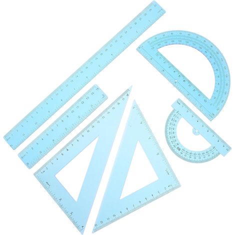 Règles de dessin en plastique bleu Baluue pour mesures précises (1/5)