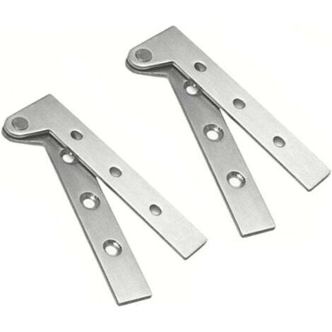 Ensemble de 2 Charnières à Pivot de Porte Cachées en Acier Inoxydable à Rotation de 360 Degrés, Charnières à Couteau Décalé de 4 Pouces, Charnière à Pivot Dissimulée, Argent Brossé (1/4)