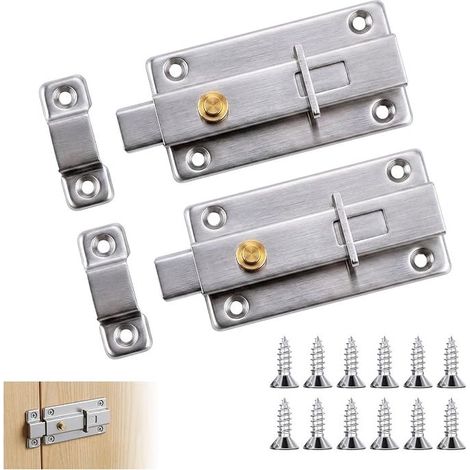 Sliding Door Lock, Door Lock for Bathroom, Stainless Steel Sliding Door Lock, for Bedrooms, Shed Doors, Cat Flaps, Windows, Doors (104 mm) (1/5)