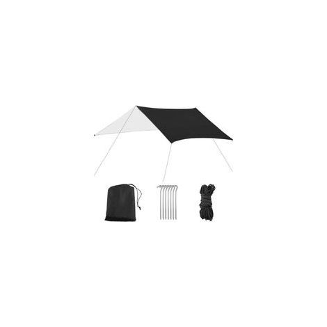 Bâche Anti-Pluie Tarp 3x3 m - Toile Imperméable pour Camping, Randonnée, Abri Extérieur (Noir) (1/5)