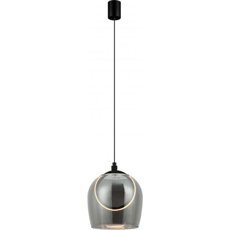 Suspension Luminaire LED D200 6W Noir Mat Zambelis - Blanc chaud - 3000K (1/2)