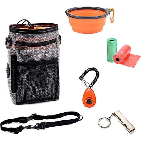 Pochette réfléchissante pour chien, kit de ramassage des déjections canines avec porte-sac, clicker sifflet, gamelle d'entraînement, sac à déjections canines, sac à dos étanche à porter à l'épaule (1/5)