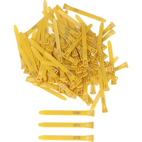 Chicken Leg Rings 1-100 Numbered Chicken Identification Leg Bands Tags Reusable for Ducks Chicks Chicken Pigeons Goose Yellow (1/5)