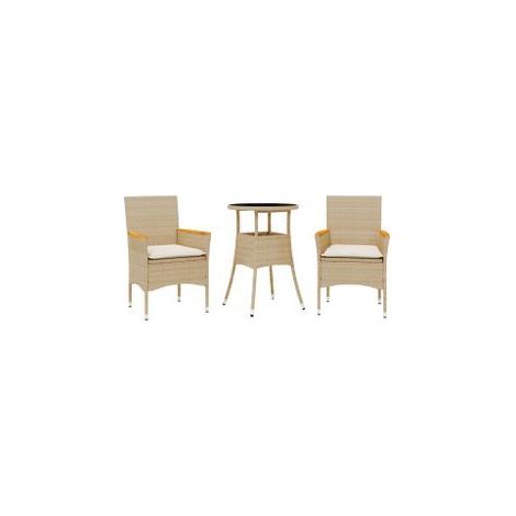 Ensemble à manger de jardin et coussins 3 pcs beige rotin verre (1/5)