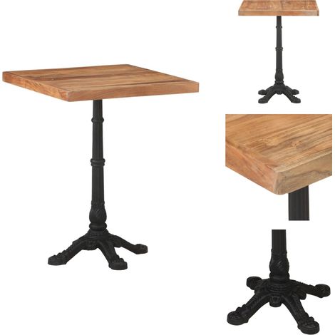 Table de bistro 60x60x76 cm Bois d'acacia massif - Table Bistro - Table Acacia - Table Repas - Mobilier Extérieur - Décoration Rustique (1/5)