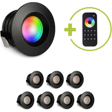 Einbaustrahler Mini flach Torino 3W RGBW IP44 - Farbe: schwarz matt - Anzahl: 8x