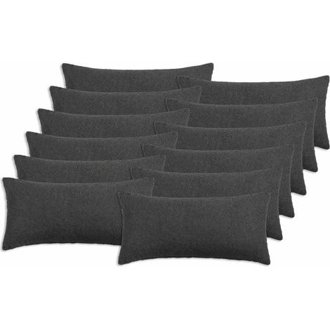 vidaXL Funda de almohada 12 pcs HEERLEN Gris oscuro 40 x 80 cm Bouclé (1/5)
