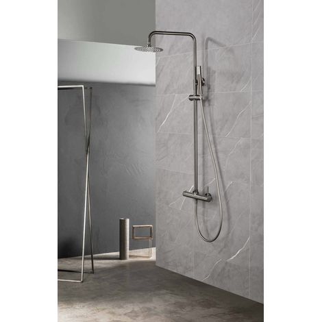Imex – Colonne de douche hydromassante avec robinet mitigeur – Pomme de douche standard – Finition noir métal – Dimensions 90 x 13 x 43 cm (1/2)