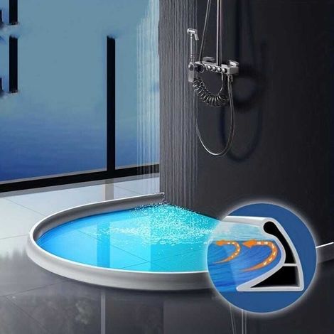 Wasserstoppleiste – Badstoppleiste – Duschstoppleiste – Bodenstoppleiste – 2 cm x 3 cm x 2 m – Weiß (1/5)