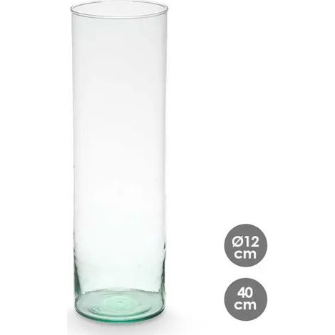 VASO VETRO RICICLATO CILINDRO 12X40