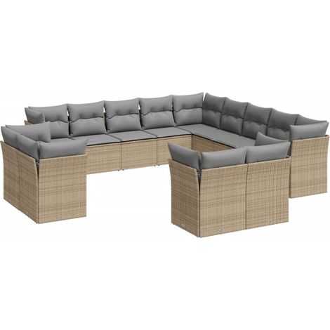 Maison Exclusive - 13-tlg. Garten-Sofagarnitur mit Kissen Beige P