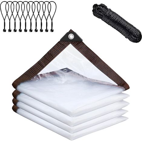 Bâche imperméable transparente avec œillets, bâche imperméable, transparente, 1 x 2 m, pour extérieur, terrasse, poulailler, balcon (1/5)