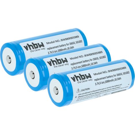 vhbw 3x batería compatible con Ledlenser M6R, MT14 linterna. linterna frontal (5 Ah, 3,7 V, Li-Ion)