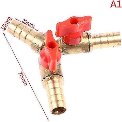 vanne à bille d'arrêt 3 voies 8/10 mm, raccord de gaz combustible, vanne à bille en laiton de type Y