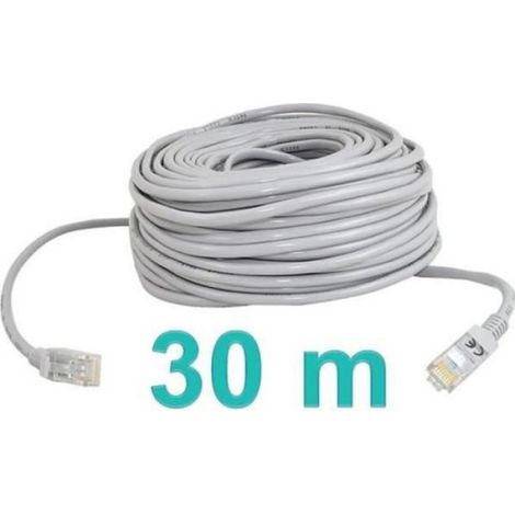 Câble Ethernet RJ45 - Catégorie 5e - 30 M - Pour Réseau Local LAN - Connecteur PVC - 1 Pièce