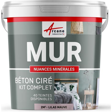 Arcane Industries – Kit complet béton ciré pour murs – 2m² – Couleur lilas mauve – Application facile sur supports variés – Finition mate ou satinée (1/5)