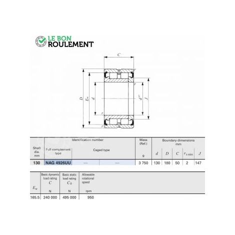 Roulement à rouleaux cylindriques NAG4926-UU-IKO