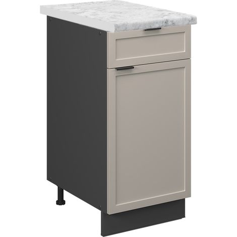 Mueble bajo de cocina Fame-Line, GrisBeige, 40 cm , ET Mármol, Vicco