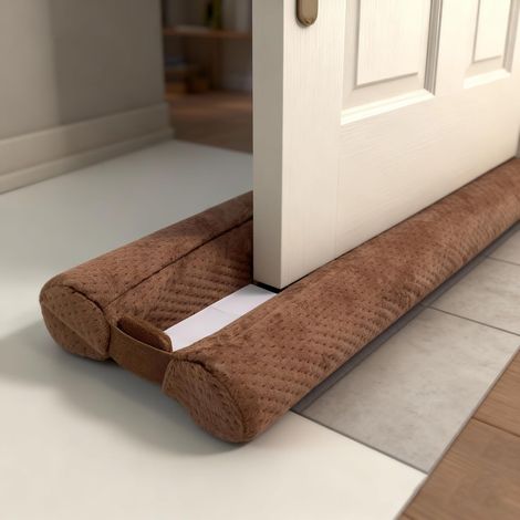 Door Draught Excluder Cold Insulation Double Seal for Door - Glueless - Door Bottom Insulation Noise Dustproof Stop Cold Air Anti Mice Insects, Brown, 76-91 cm (1/5)