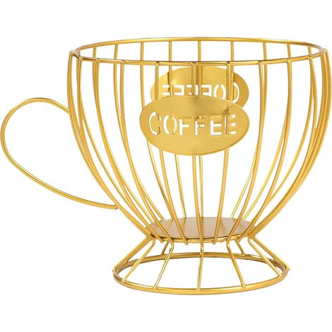 Porte-dosettes de café, récipient à crème à café en métal, paniers de rangement pour dosettes d'expresso et table basse pour comptoir de cuisine (doré)