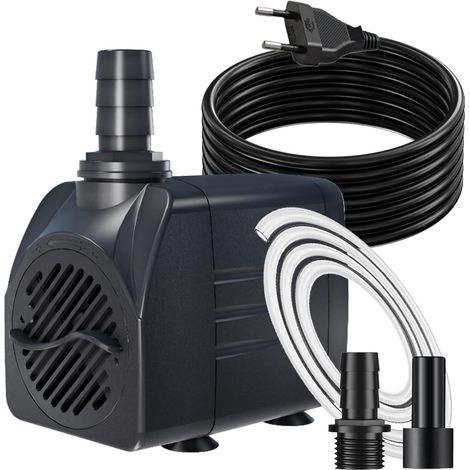 Pompe à Eau Submersible 16W 800L/H, Pompe Aquarium Avec Câble 3m Protection Surchauffe Ultra Silencieuse Petite Pompe pour Fontaine Étang, Statues, Hydroponique (Noir)
