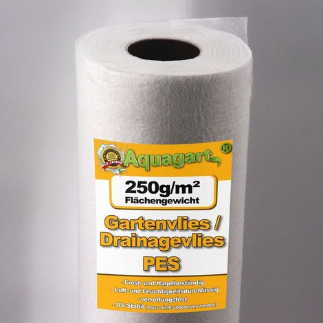 – Feutre géotextile 120 m² 250 g – Résistant aux UV – Largeur 1,6 m – Pour paillage et drainage – Idéal pour aménagement paysager (1/5)
